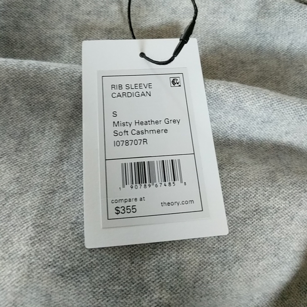 Theory Rib Sleeve 100% Cashmere Cardigan Gray - Picture 3 of 7